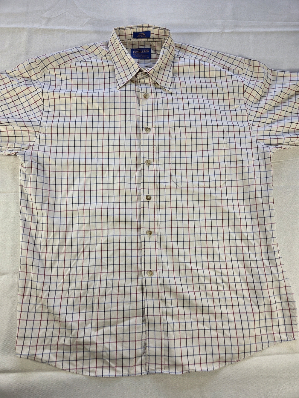 Pendleton Men's Large Plaid Button Down Shirt 100% Cotton Long Sleeve